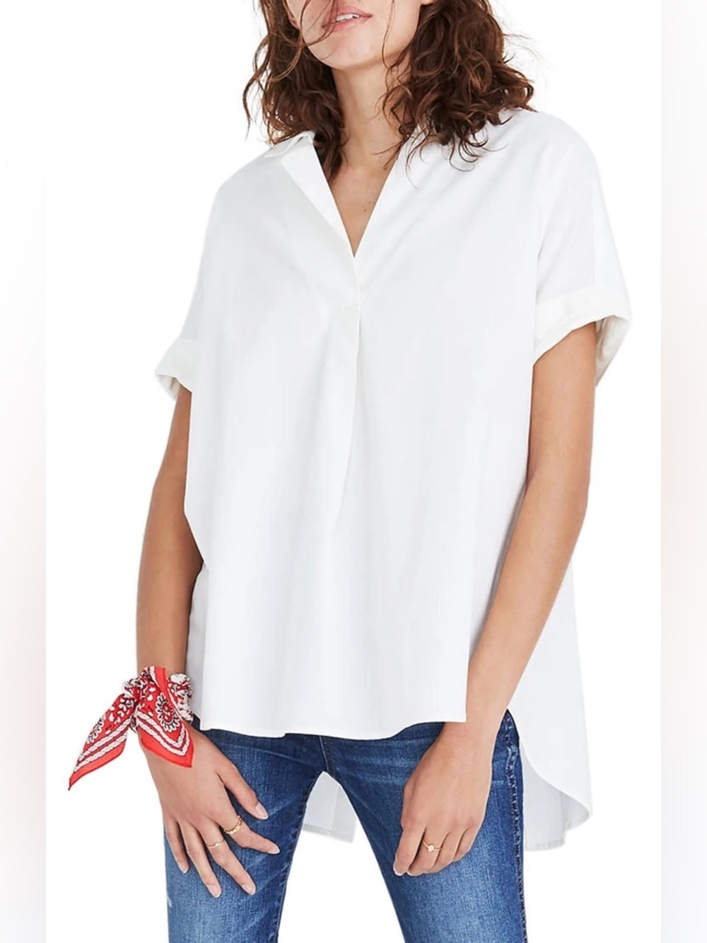Madewell Courier Button-Back Blouse in pure white - small - like new - Picture 3 of 10